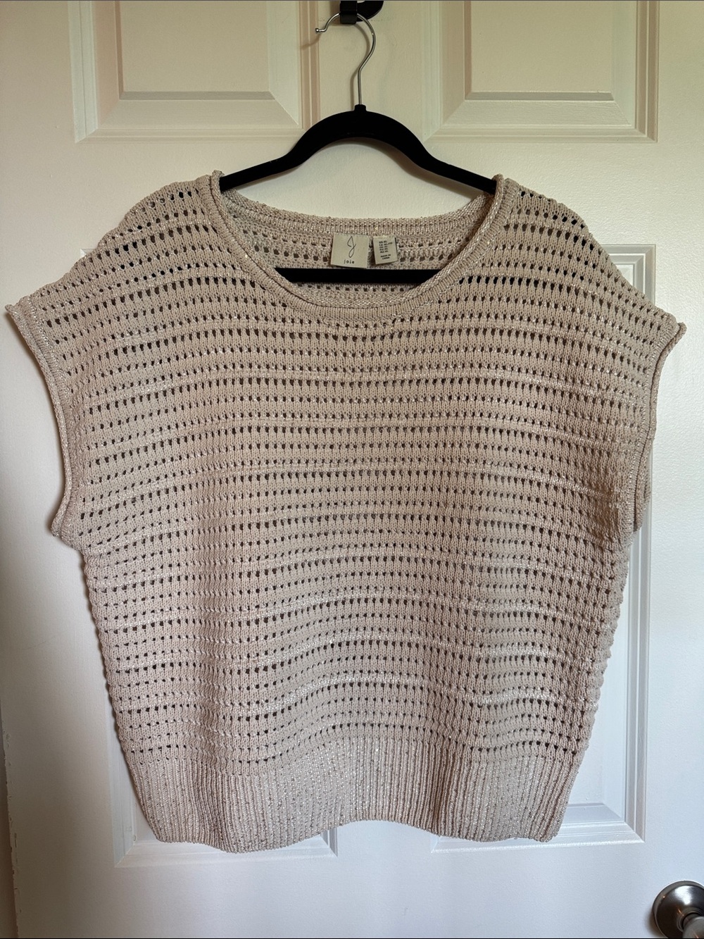 Joie Openwork Crochet Shell Sweater - Beige